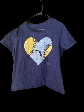 Tampa Bay Rays Custom Tshirt Blue Baseball Heart XL